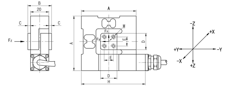 Triaxial Force Transducer ZFL-3B Triaxial Force Transducer ZFL-3B